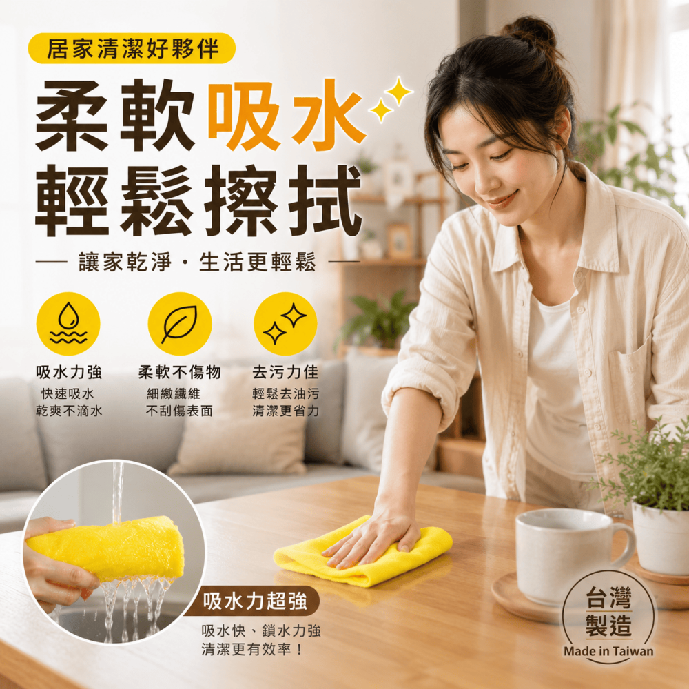 [台灣出貨] 雙面吸水抹布 強力吸水 抹布 吸水 去污 不掉毛 雙面 抹布 清潔布 洗碗布 擦手巾-細節圖5