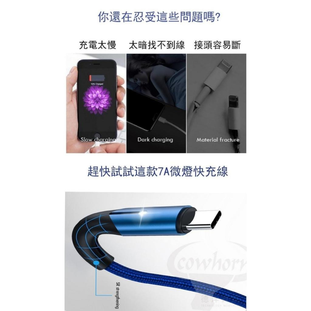 7A 充電線 傳輸線 快充線適用iPhone15 Android手機 Type C充電線 閃充線 適用 三星 小米 華碩-細節圖8