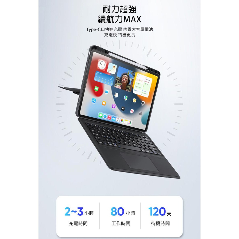 iPad Air 13 (M2/M3)/iPad Pro 12.9 (2018~2022) DK 鍵盤保護套+實體鍵盤-細節圖10