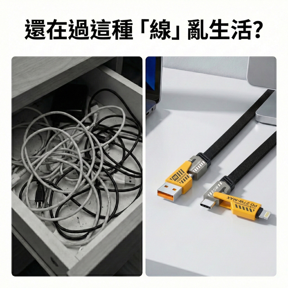 iphone充電線 四合一 編織快充線 65W+PD27W 車用 辦公室 防纏繞 數據線 手機快充線 PD快充線德洋資訊-細節圖6