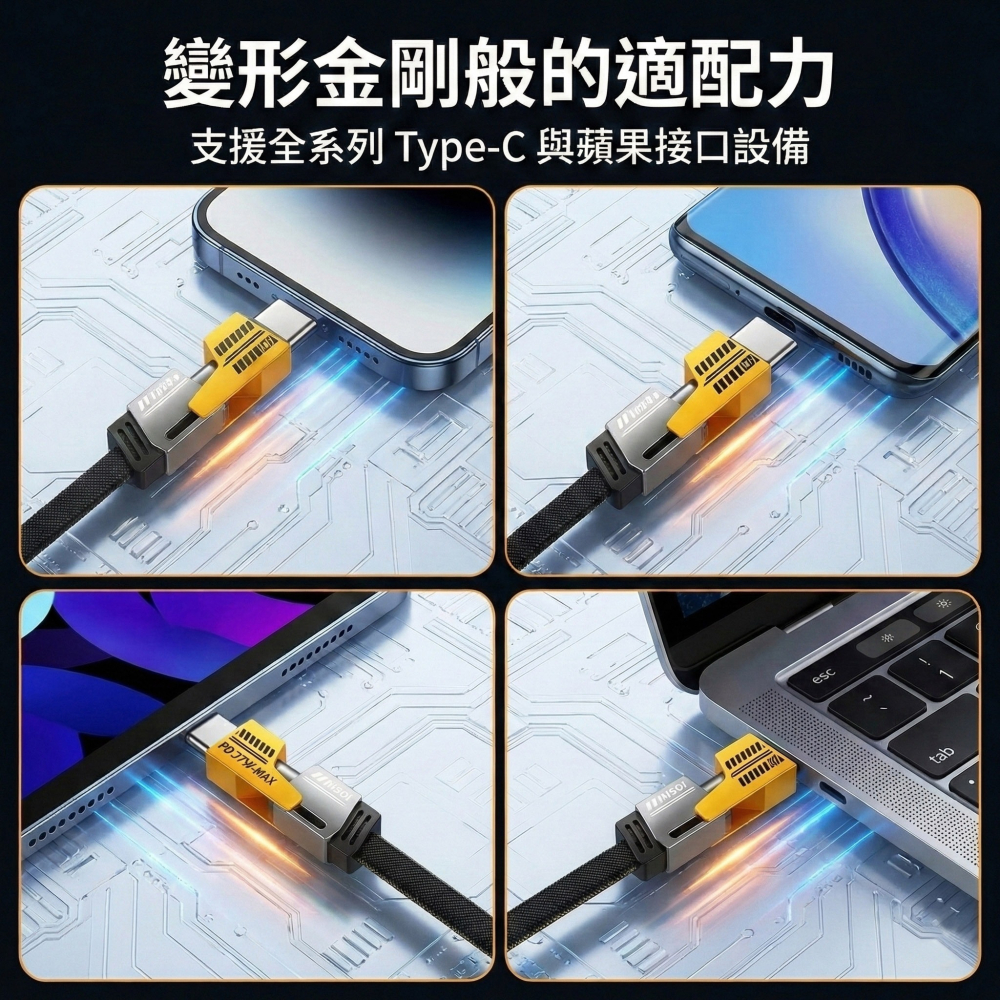 iphone充電線 四合一 編織快充線 65W+PD27W 車用 辦公室 防纏繞 數據線 手機快充線 PD快充線德洋資訊-細節圖7