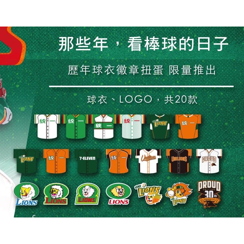 統一獅歷年球衣徽章扭蛋！全新未拆封！-細節圖2