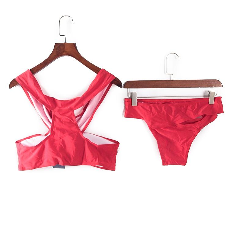 50 台灣現貨 性感交叉紅色比基尼兩件式泳裝 紅色交叉綁帶泳衣 上下套裝 時尚紅色泳裝 L號-細節圖2