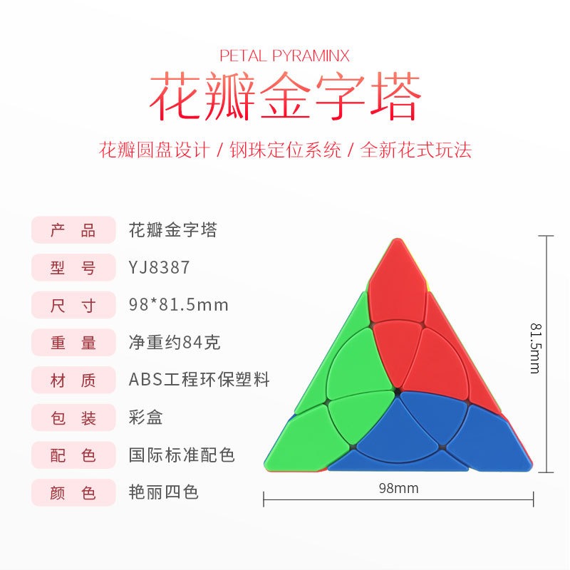 【小小店舖】永駿 花瓣金字塔 異形 魔術方塊 速解品牌 魔方 三角形 3階 益智玩具 彩色 花瓣 三階 送禮-細節圖9