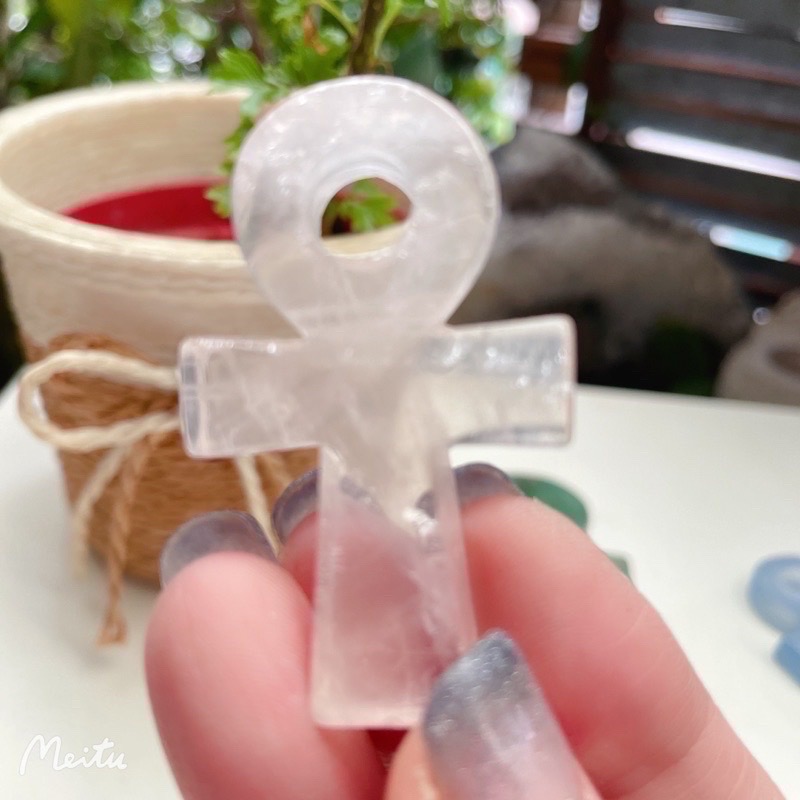 原石白水晶/粉紫蛋白石小安卡守護能量-細節圖2