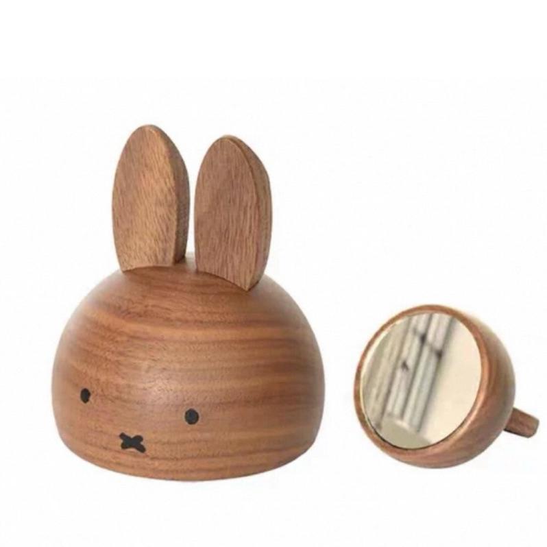 花點甜-（在途中） 日本進口Miffy 米飛兔原木造型桌鏡/桌上擺飾/交換禮物/生日禮物/生活雜貨-細節圖2
