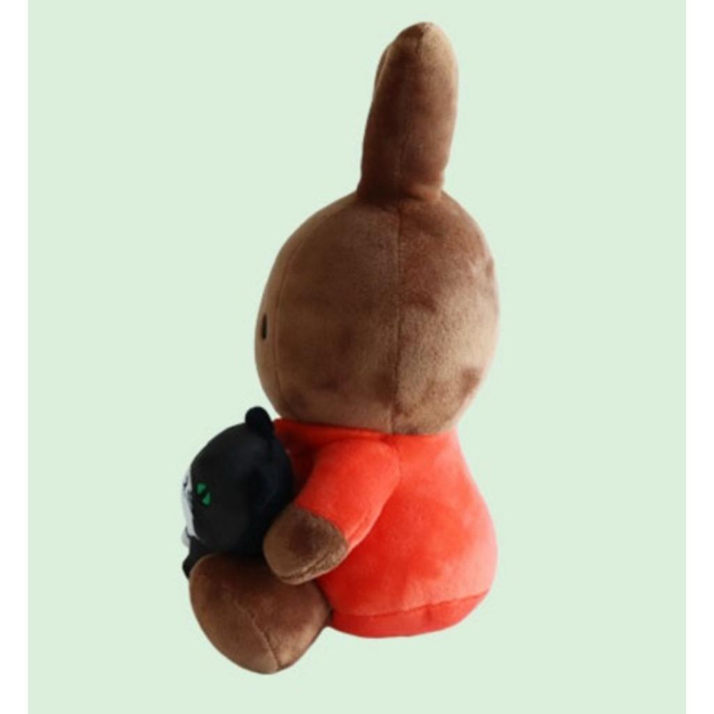 花點甜-Miffy棕色米飛抱賓士貓穿橘紅衣服 米菲兔娃娃絨毛玩偶27cm /生日禮物 收藏公仔/安撫娃娃-細節圖2