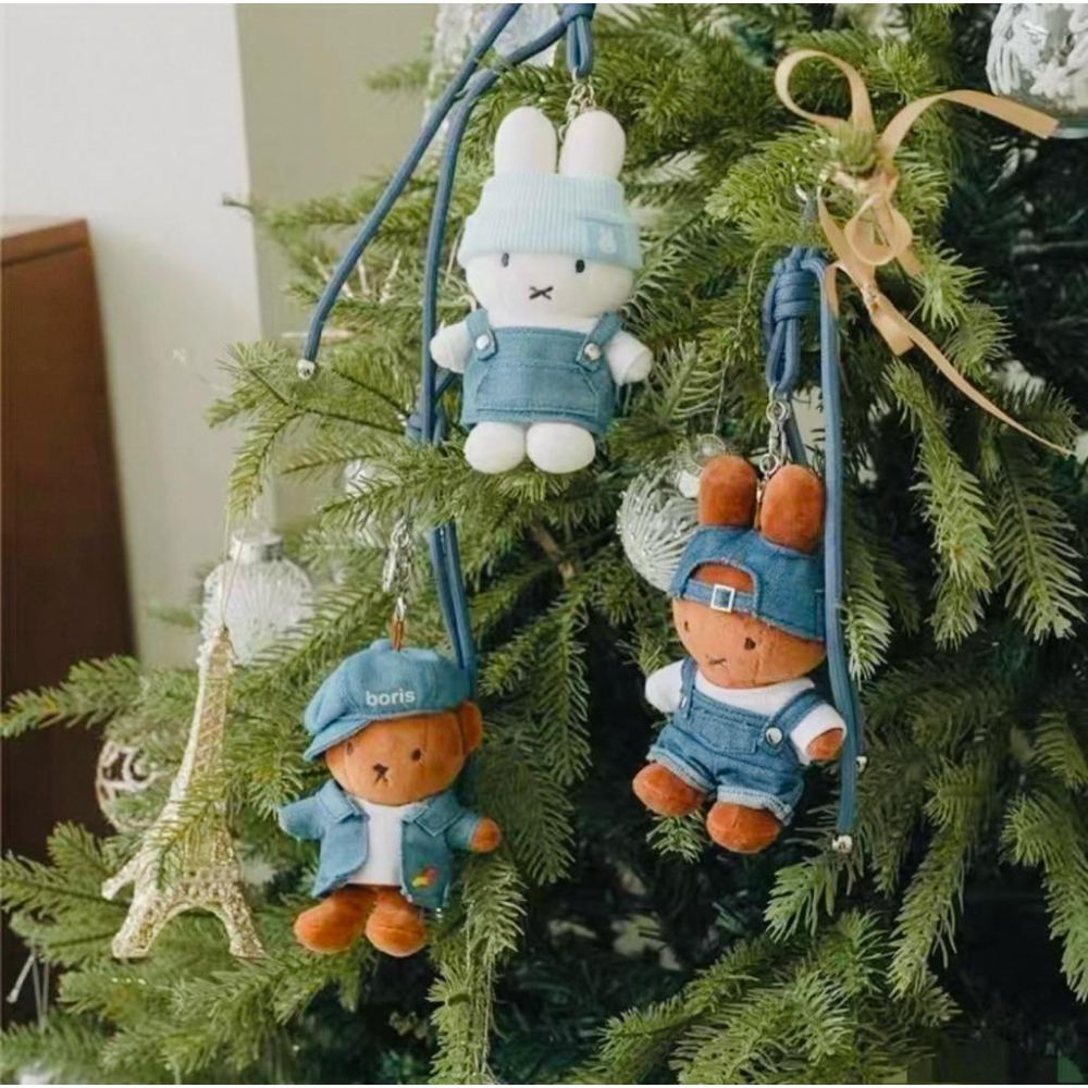 花點甜-現貨 正版Miffy米飛 韓國聖水洞限定 丹寧米飛絨毛鑰匙圈/包包掛飾/ 娃娃收藏/生日禮物-細節圖3