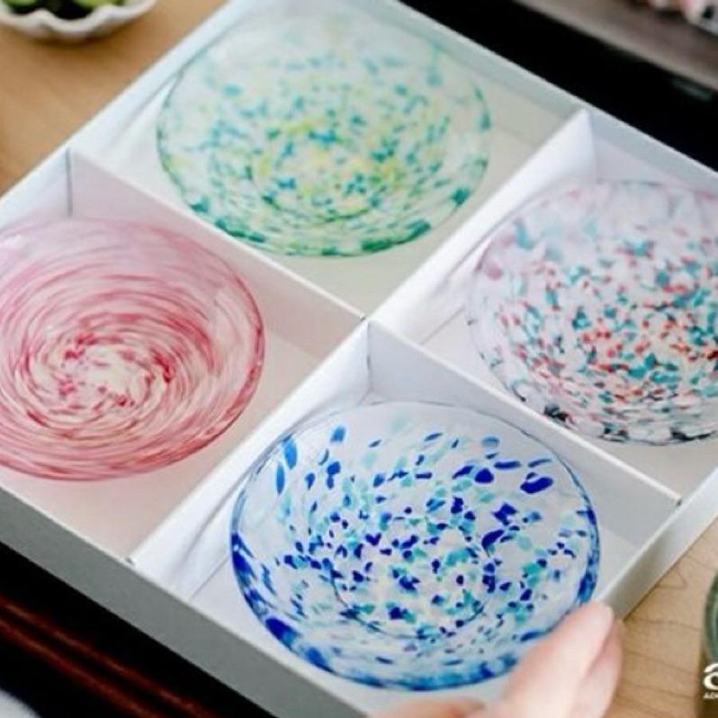 花點甜-日本製ADERIA津輕玻璃系列手作四季款小碟子四入禮盒組/ 醬料盤/醬料杯-細節圖3