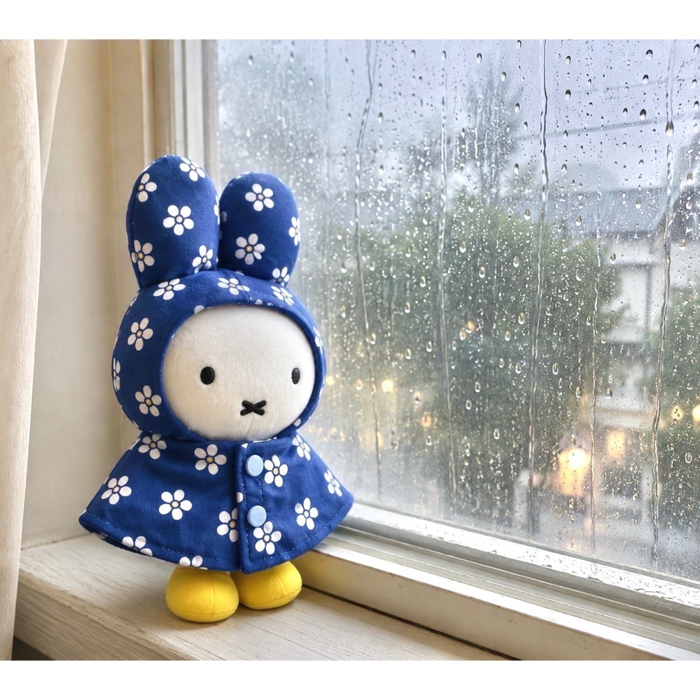 花點甜-(限量現貨)日本正版Miffy米飛 小花雨衣米飛娃娃吊飾 鑰匙圈/包包掛飾/藍色/粉色/奶茶色/禮物/收藏/擺飾-細節圖2