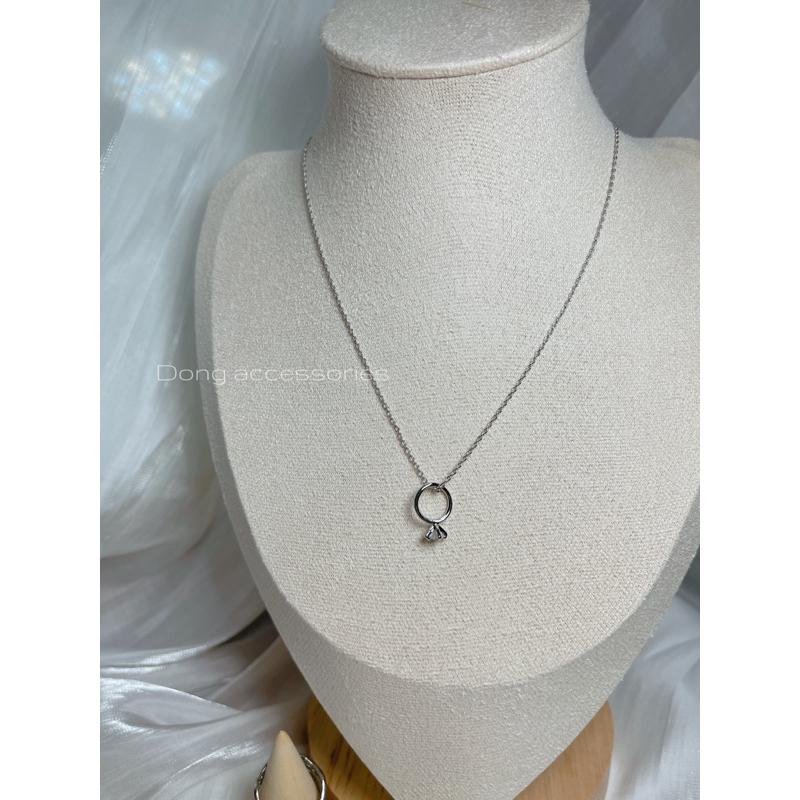 【dong.acc】正韓🇰🇷 鑽石戒指項鍊｜銀 韓國飾品 韓國項鍊 戒指 鑽石 頸鍊 鎖骨鍊 質感 氣質 簡約-細節圖3
