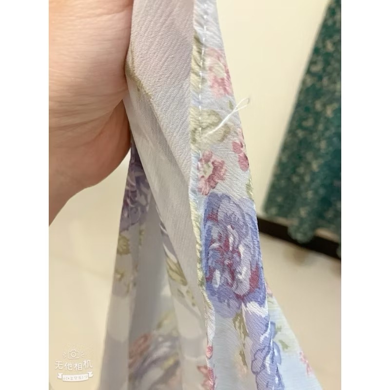 0918 碎花長洋裝 夢幻藍紫色碎花長洋裝-細節圖5