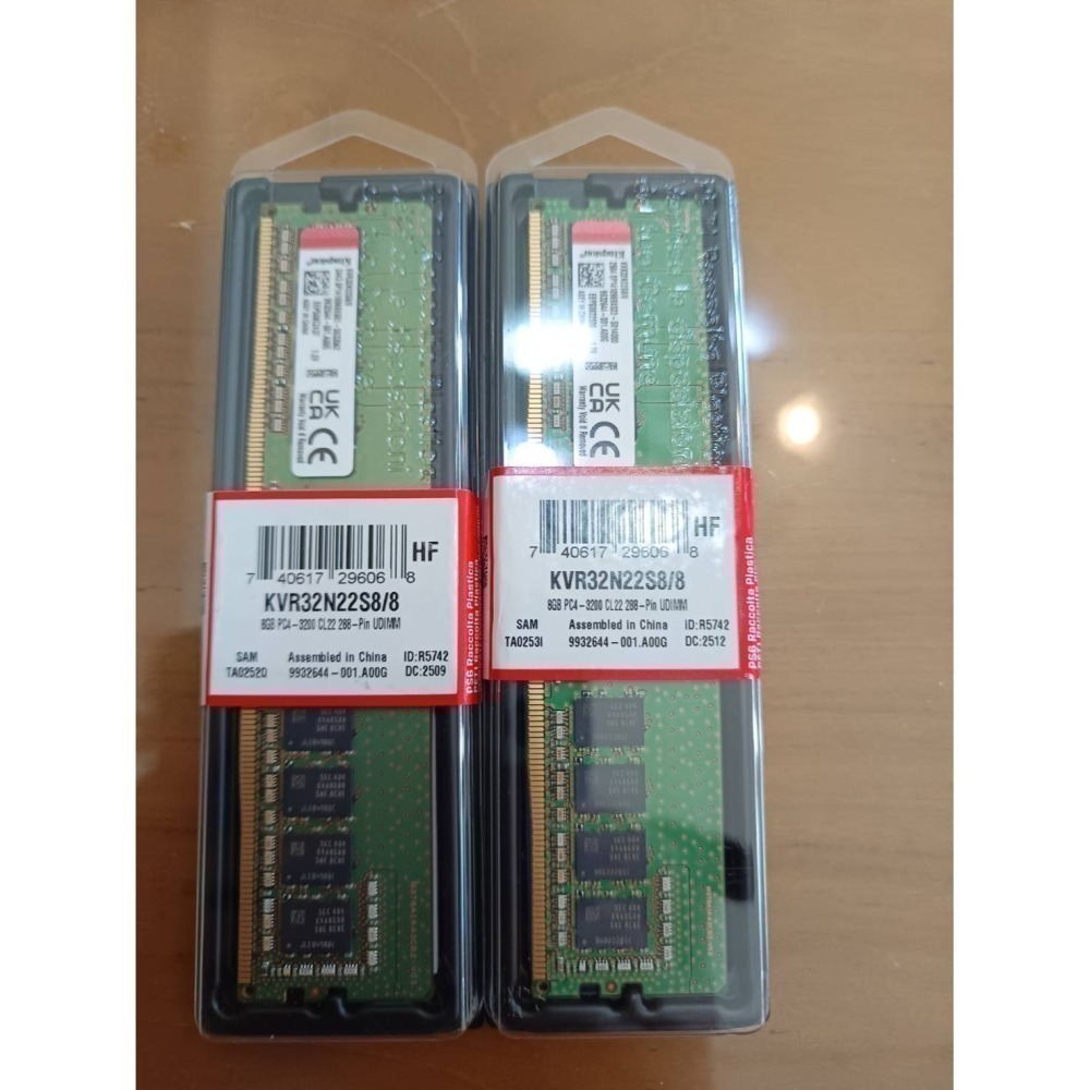 每1條出售 : Kingston 金士頓 DDR4 3200 8GB 桌上型記憶體(KVR32N22S8/8)-細節圖2