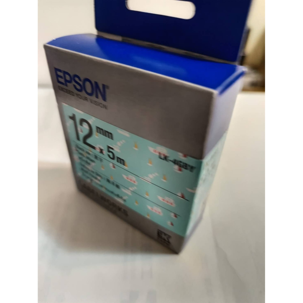 EPSON EPSON 愛普生 花紋系列 標籤帶 LK-4GBY 12mm, 海洋船底黑色, 500cm-細節圖3