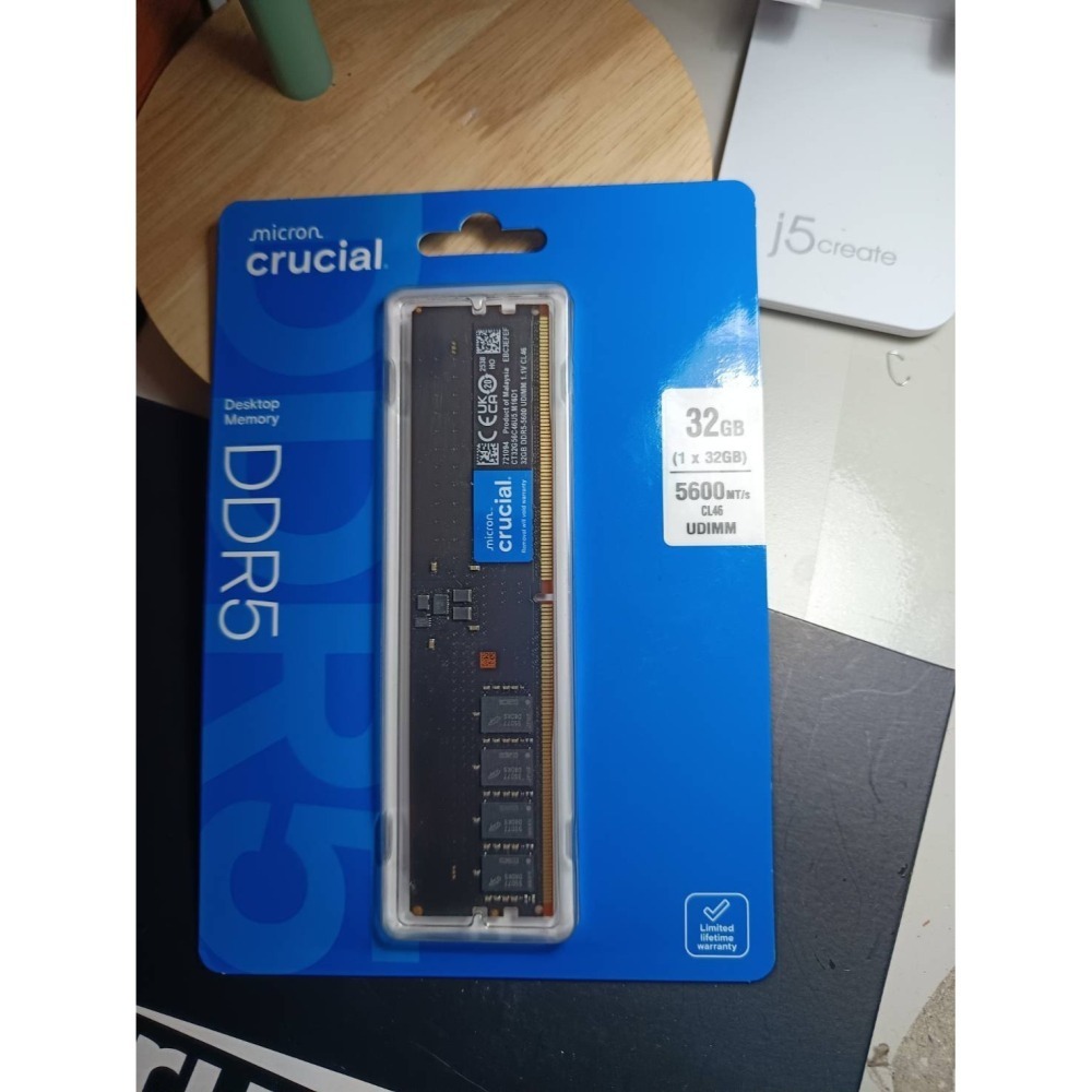 32GB -公司貨-Crucial 美光 DDR5 5600 32GB 桌上型 記憶體(CT32G56C46U5)-細節圖3