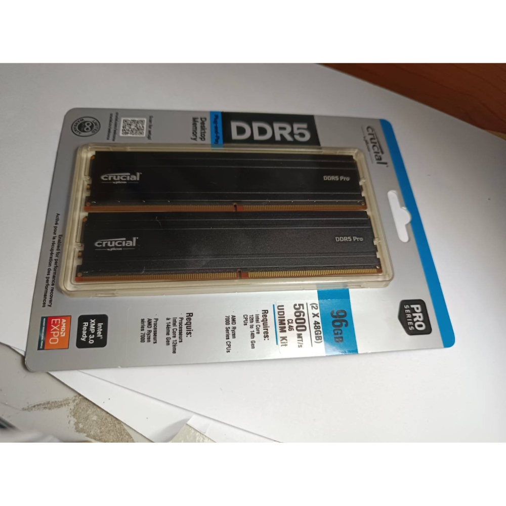 現貨1組 : Micron 美光PRO DDR5 5600 96G(48G*2)(黑散熱片)超頻桌上型記憶體-細節圖2