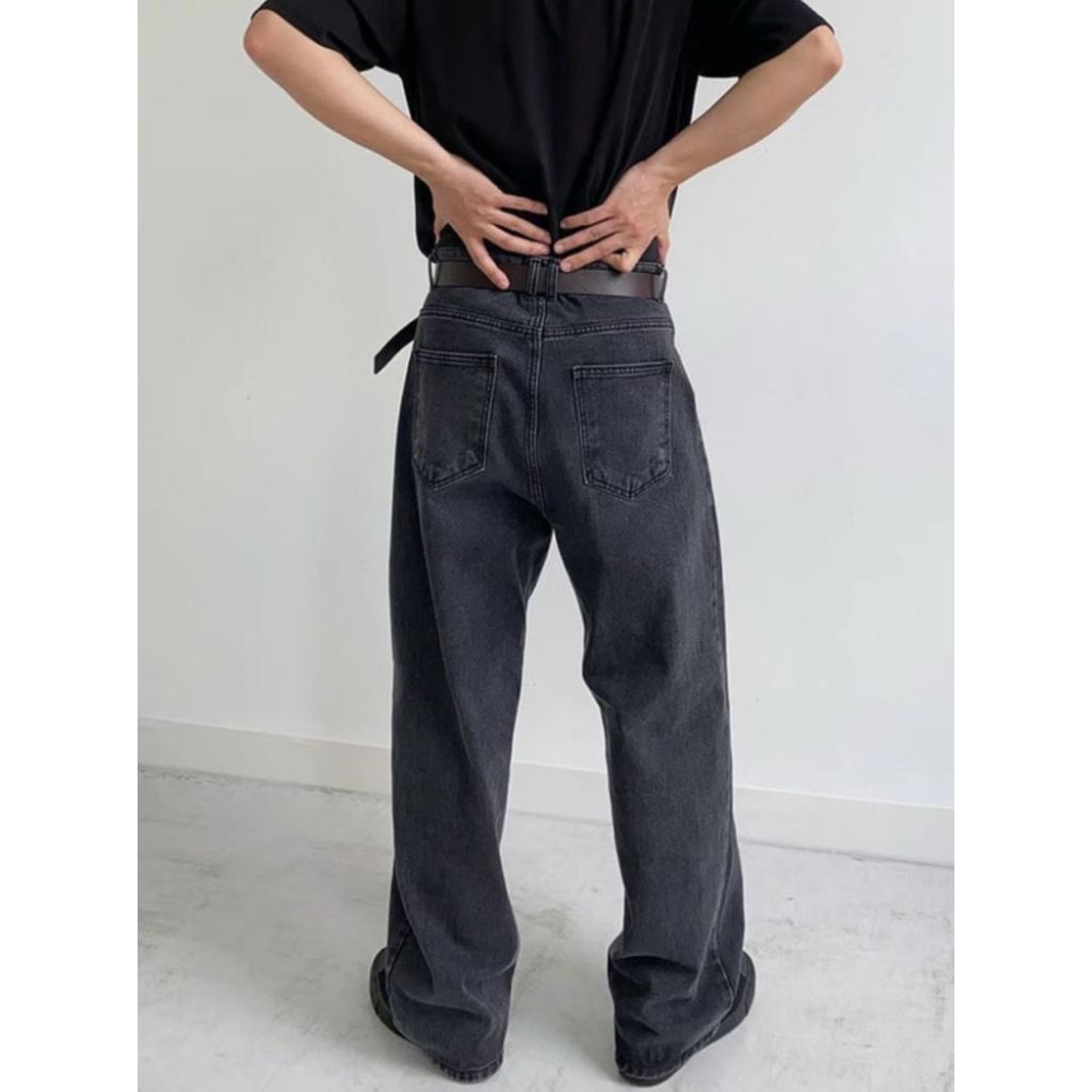 【FHICS】現貨 正韓 韓版 水洗 落地 寬褲 牛仔褲 長褲 有品質 韓國設計 韓國製造 男裝褲 女裝褲 褲子-細節圖3