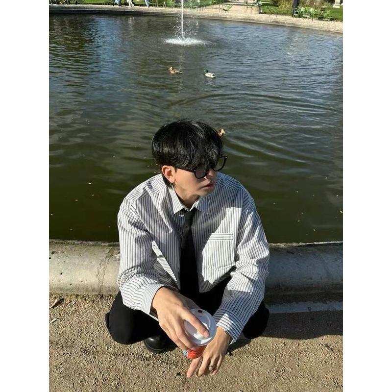 【FHICS】現貨 正韓服飾25s春夏款 🔥韓國熱銷 韓系 質感 條紋襯衫 襯衫 長袖襯衫 薄襯衫 夏季 襯衫-細節圖5