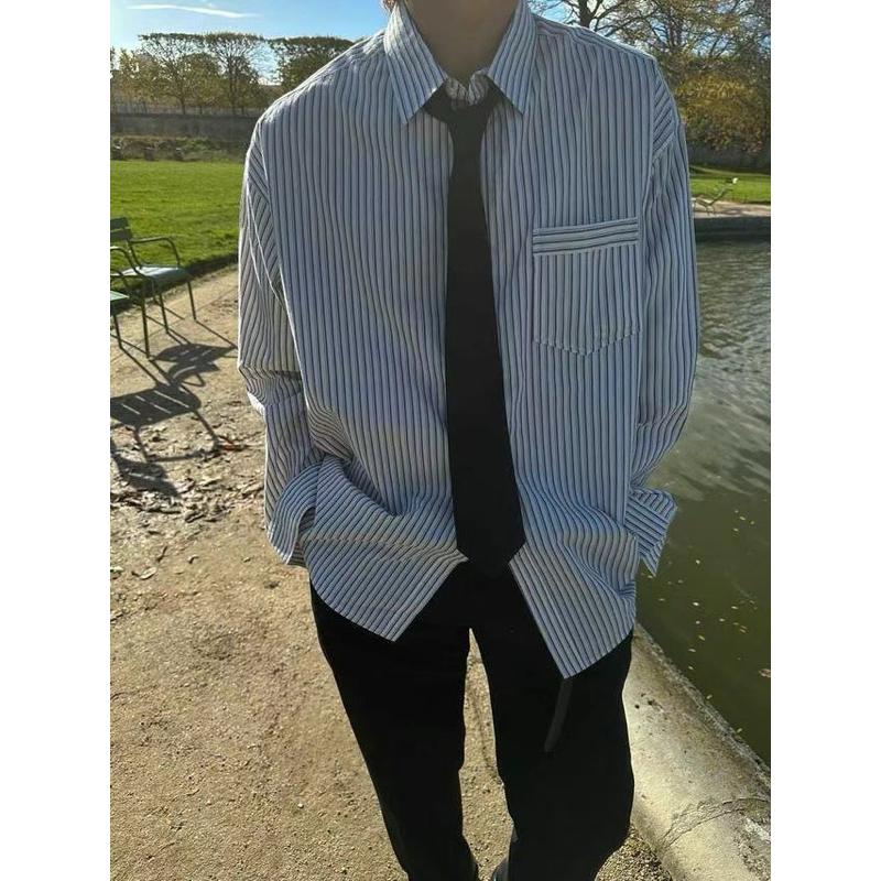 【FHICS】現貨 正韓服飾25s春夏款 🔥韓國熱銷 韓系 質感 條紋襯衫 襯衫 長袖襯衫 薄襯衫 夏季 襯衫-細節圖6