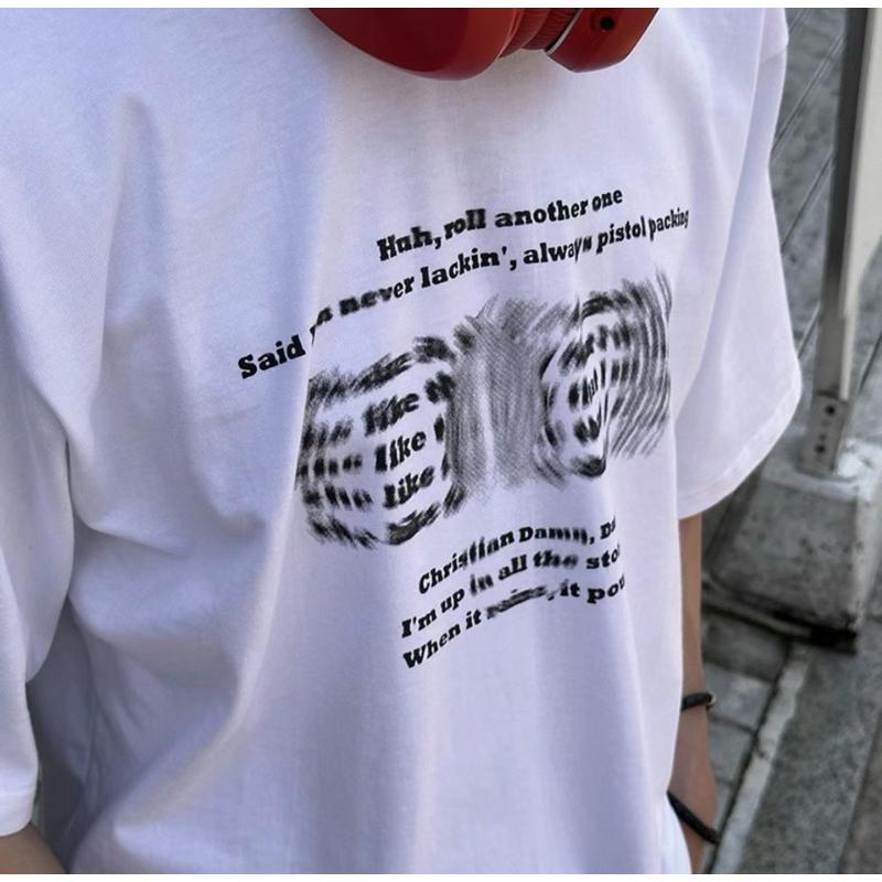 【FHICS】現貨 正韓服飾25s春夏款 短袖字體設計款  韓系 簡約 質感 短袖 短袖T恤 男女都適合 穿搭-細節圖4