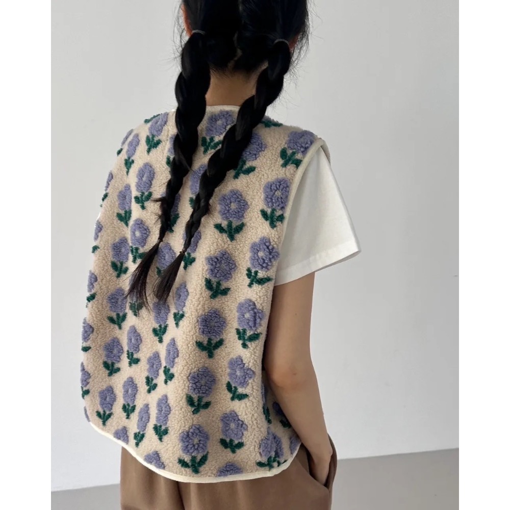 韓國小姐姐絨絨口袋背心-細節圖2