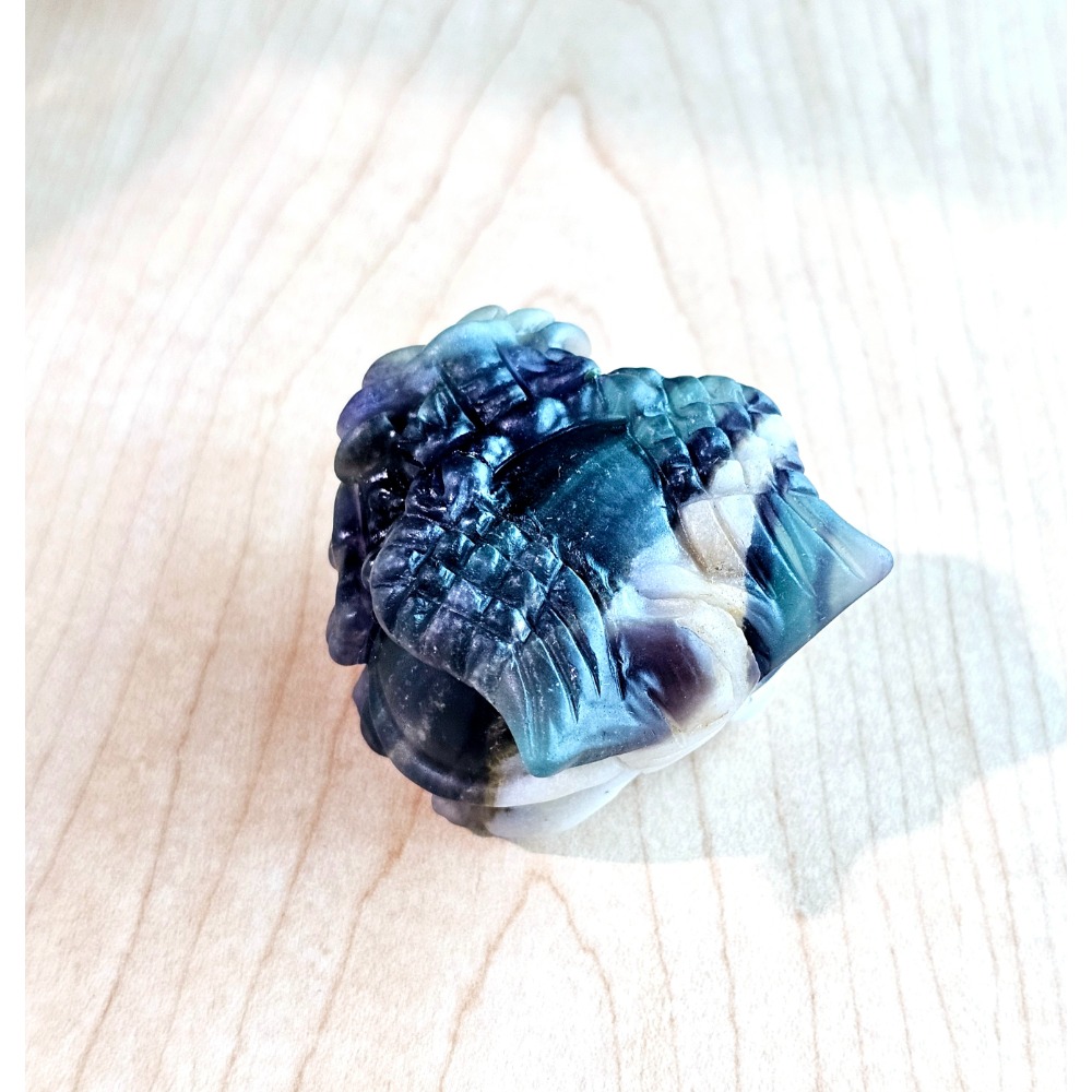 嗡嗡水晶礦寶小舖-絲綢螢石飛天龍龜-特殊色-細節圖3