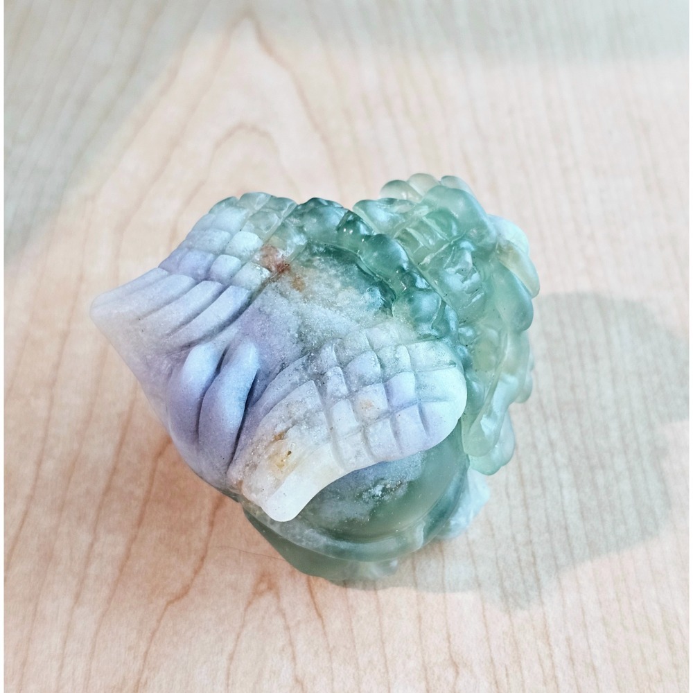 嗡嗡水晶礦寶小舖-絲綢螢石飛天龍龜-有天然礦缺-細節圖3