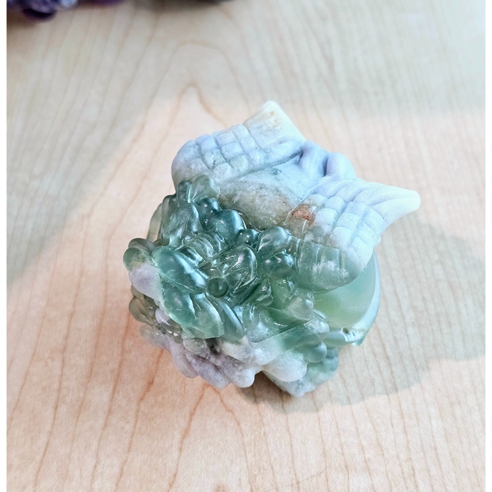 嗡嗡水晶礦寶小舖-絲綢螢石飛天龍龜-有天然礦缺-細節圖6