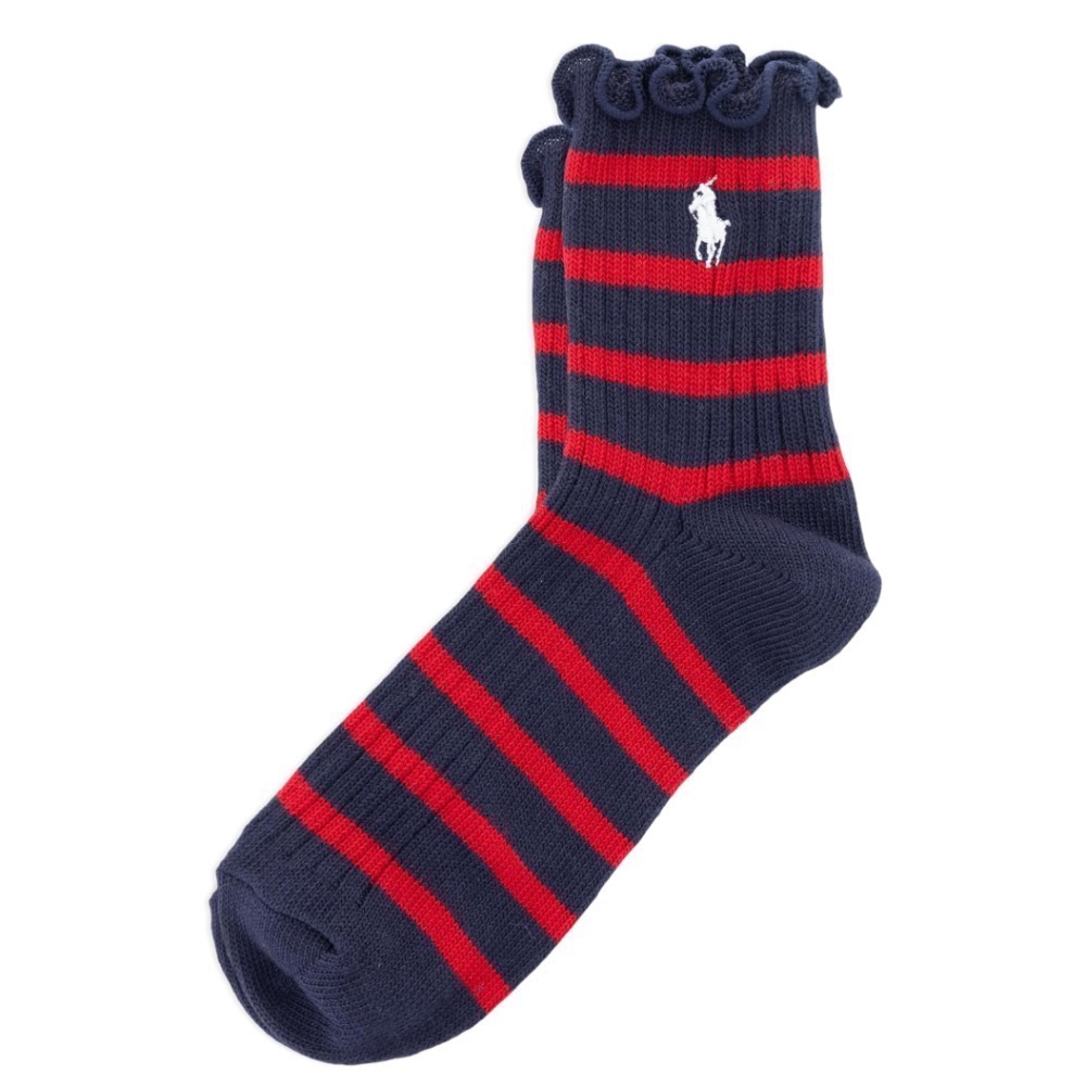 POLO RALPH LAUREN 女款邊緣踝襪 黑 灰 條紋-細節圖2