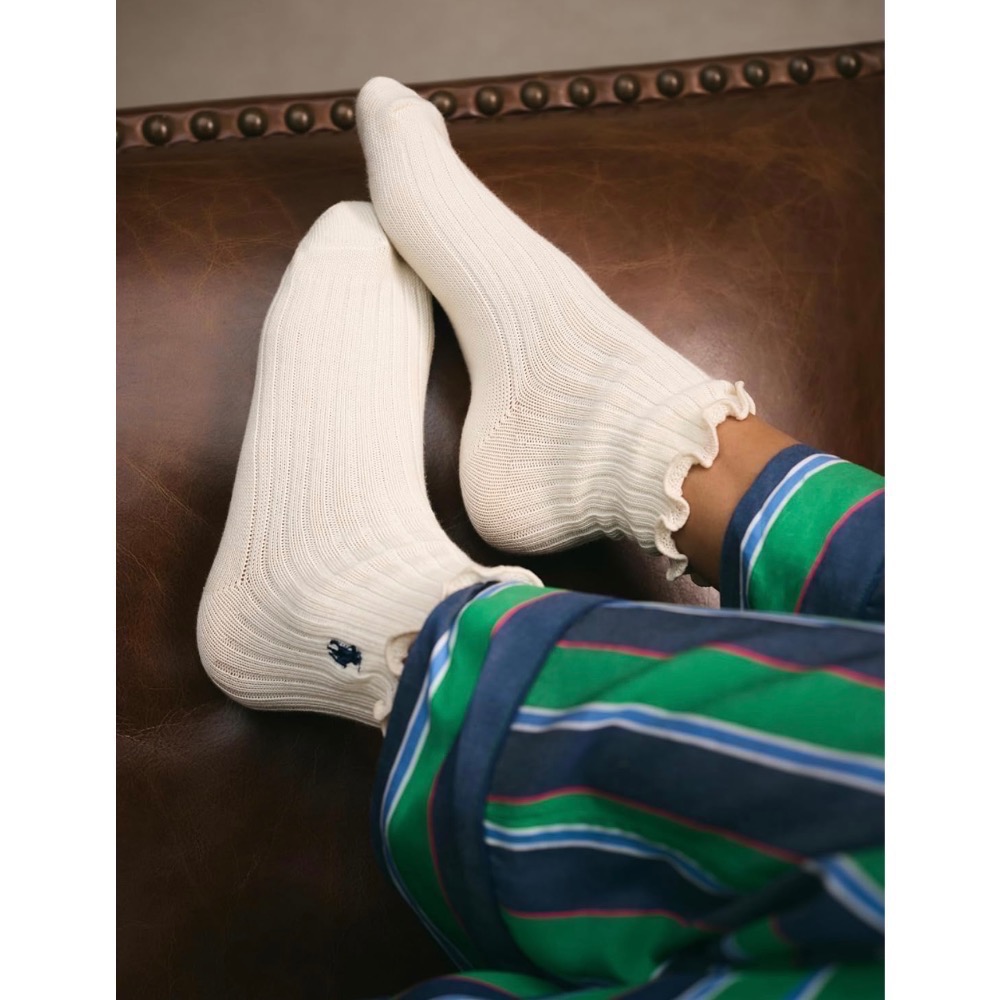 POLO RALPH LAUREN 女款邊緣踝襪 黑 灰 條紋-細節圖3