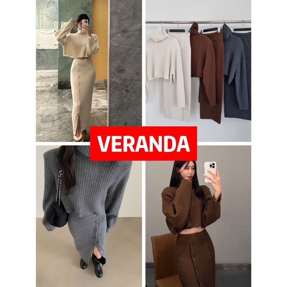 正韓連線預購新品✨短高領衣✨側扣窄裙-細節圖10