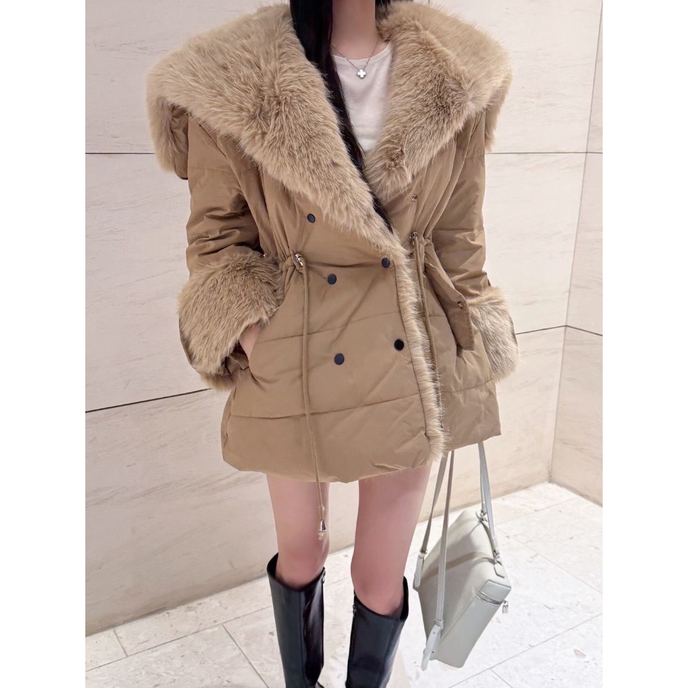 正韓連線預購新品：✨毛領抽腰羽絨外-細節圖3