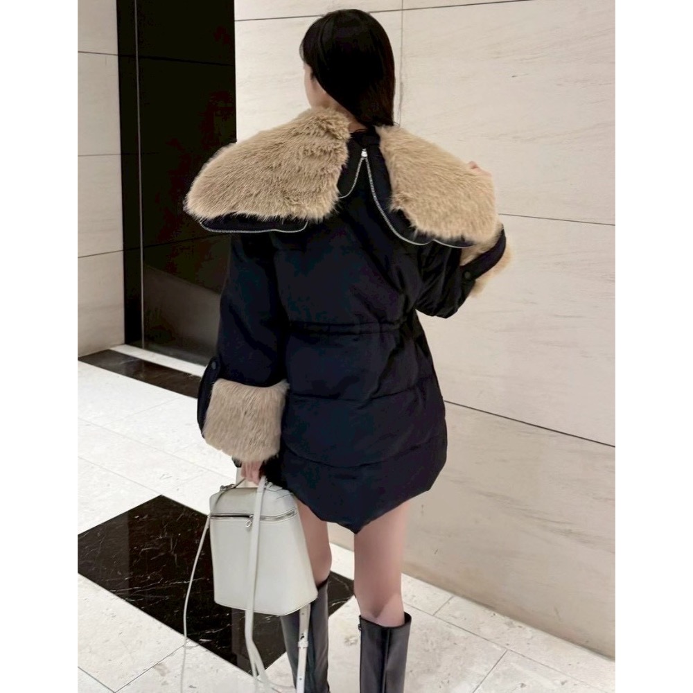 正韓連線預購新品：✨毛領抽腰羽絨外-細節圖7