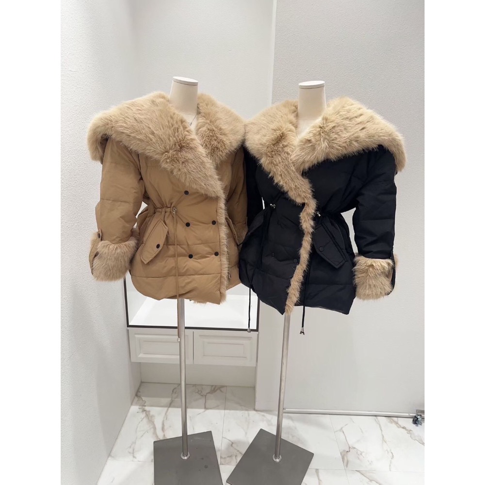 正韓連線預購新品：✨毛領抽腰羽絨外-細節圖11