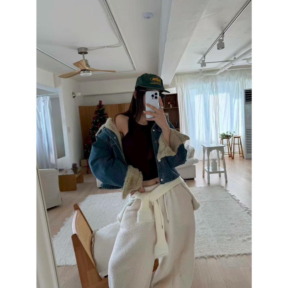 ✨又潮又可愛中性甜美的內毛牛仔外套-細節圖7