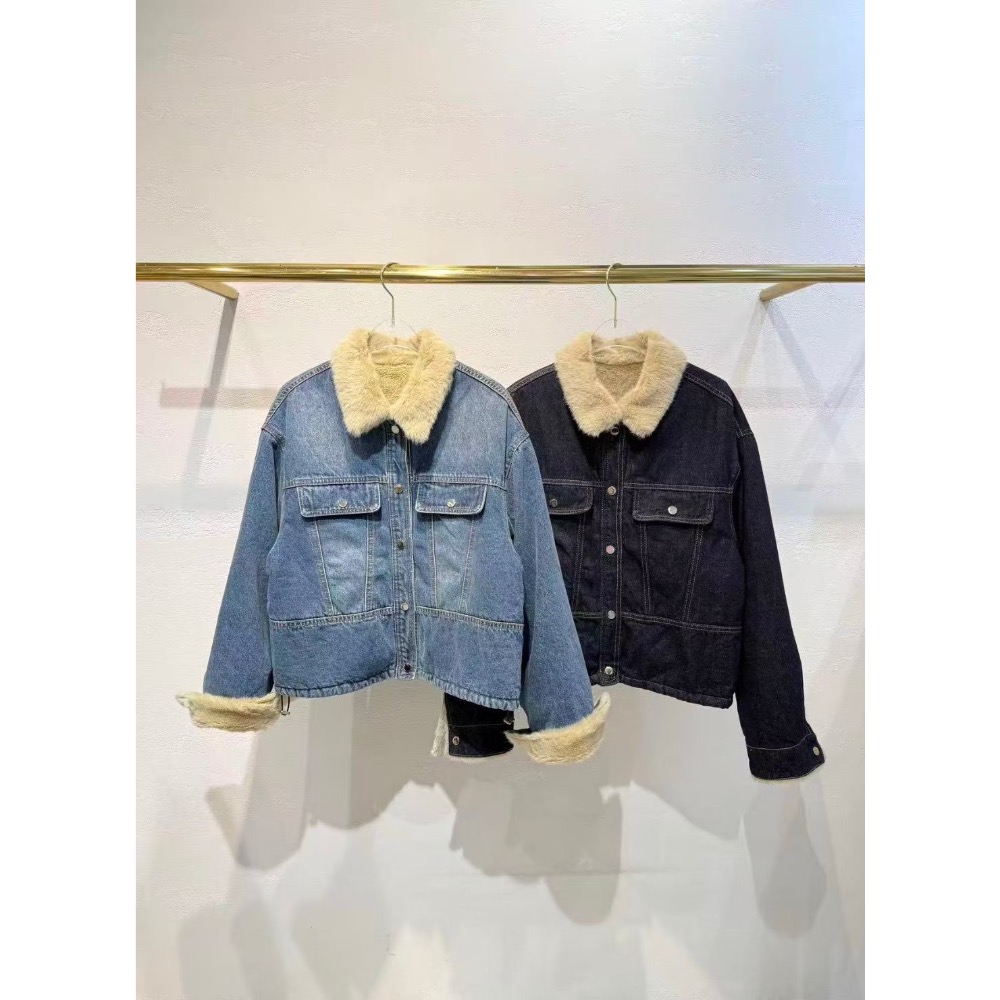 ✨又潮又可愛中性甜美的內毛牛仔外套-細節圖8