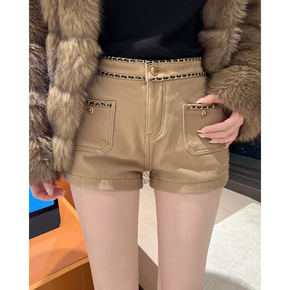 正韓秋冬新品，質感練邊短褲-細節圖2