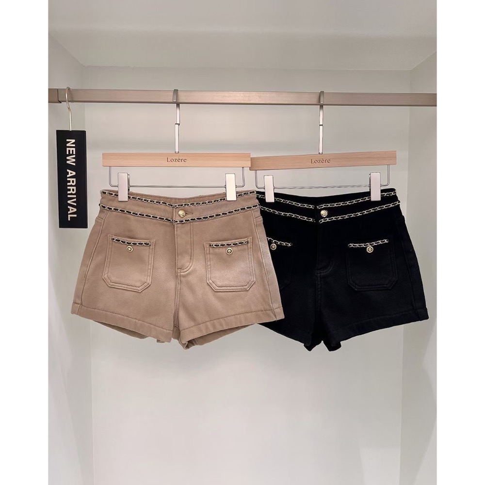 正韓秋冬新品，質感練邊短褲-細節圖3