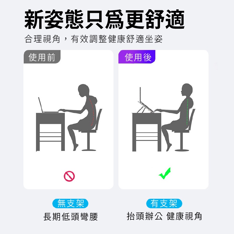 筆電散熱支架 鋁合金筆電支架 筆電支架 筆電架 筆電散熱架 筆電散熱 鋁合金筆電支架 筆電立架 筆 小紅書同款 生日禮物-細節圖3