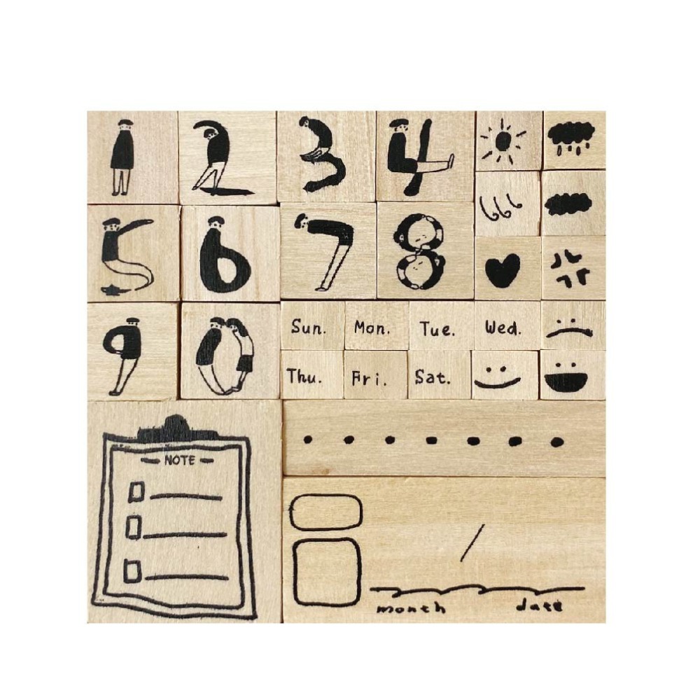 禾木印章組 簡單生活 手帳創作印章 手帳印章 手帳 印章 創作 日記印章 筆記圖案 木頭印章 貓咪 小紅書同款 生日禮物-細節圖3