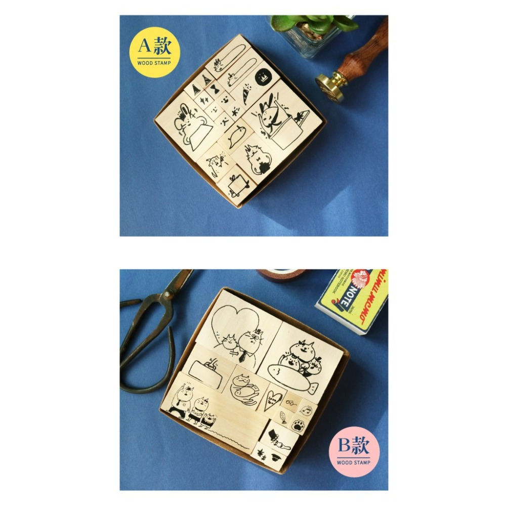禾木印章組 簡單生活 手帳創作印章 手帳印章 手帳 印章 創作 日記印章 筆記圖案 木頭印章 貓咪 小紅書同款 生日禮物-細節圖5