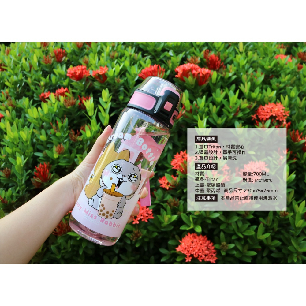 水壺 好想兔 700ML 水瓶 瓶子 運動水壺 健身水壺 彈蓋水壺 學生 禮物 贈品 獎品 提繩  小紅書同款 生日禮物-細節圖6