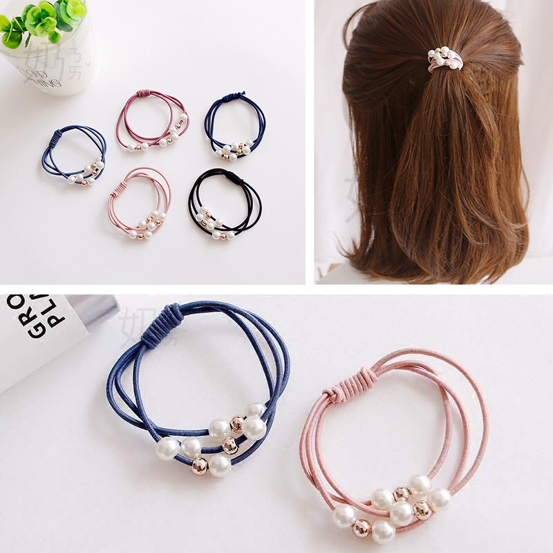 珍珠多層髮圈 綁頭髮 韓系必備氣質髮圈 橡皮筋 髮繩 頭繩 髮束 韓版簡約髮圈 珍珠髮圈 百搭流行 小紅書同款 生日禮物-細節圖7