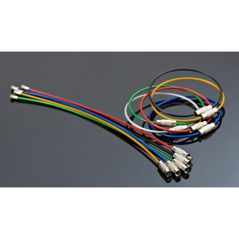 【買一送一】不鏽鋼鑰匙圈 索鑰匙圈 不鏽鋼 吊飾 吊牌 彩色鋼索鑰匙圈 多功能鋼索環 行李牌吊繩  小紅書同款 生日禮物-細節圖3