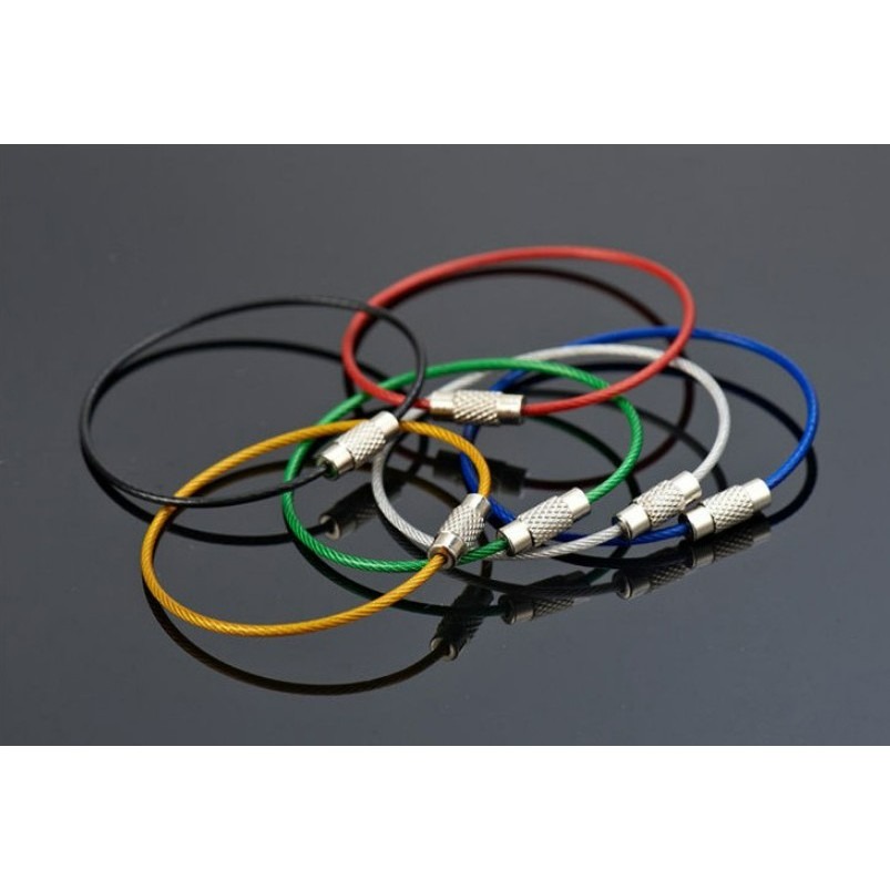 【買一送一】不鏽鋼鑰匙圈 索鑰匙圈 不鏽鋼 吊飾 吊牌 彩色鋼索鑰匙圈 多功能鋼索環 行李牌吊繩  小紅書同款 生日禮物-細節圖9