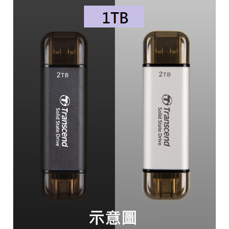 《SUNLINK》Transcend 創見 ESD310C USB3.2/Type C 1TB 雙介面固態行動碟 黑/銀