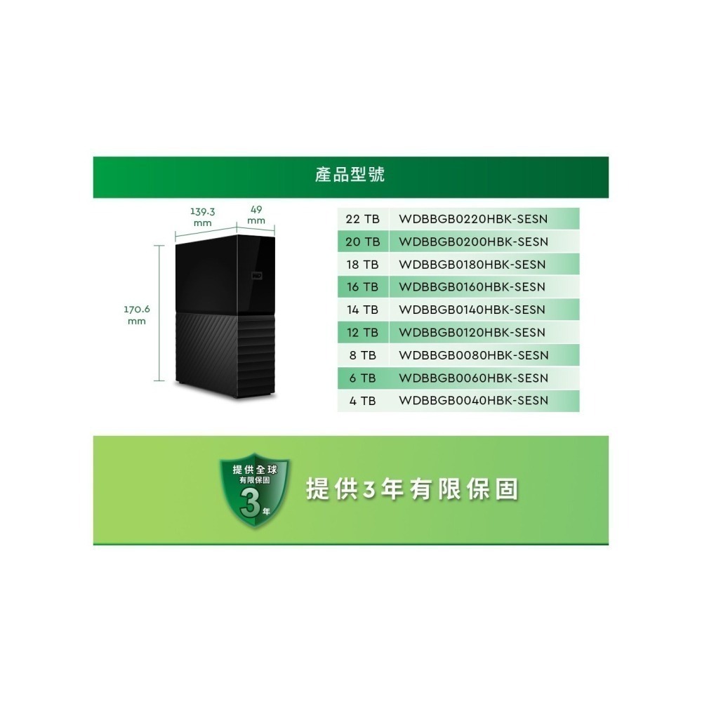 《SUNLINK》WD 威騰 My Book MYBOOK 22T 22TB USB3.0 3.5＂ 外接硬碟-細節圖5
