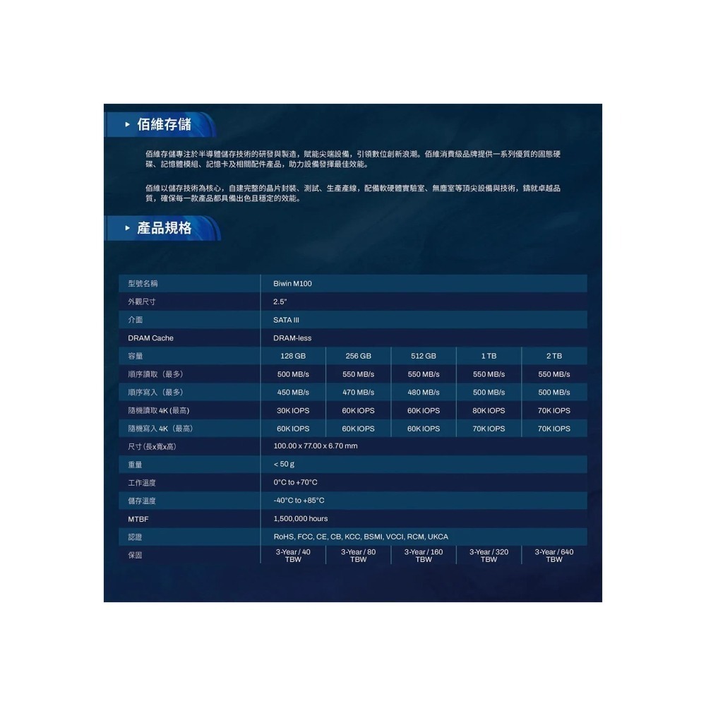 《SUNLINK》Biwin 佰維M100 512GB SATA 固態硬碟 代理商貨-細節圖8