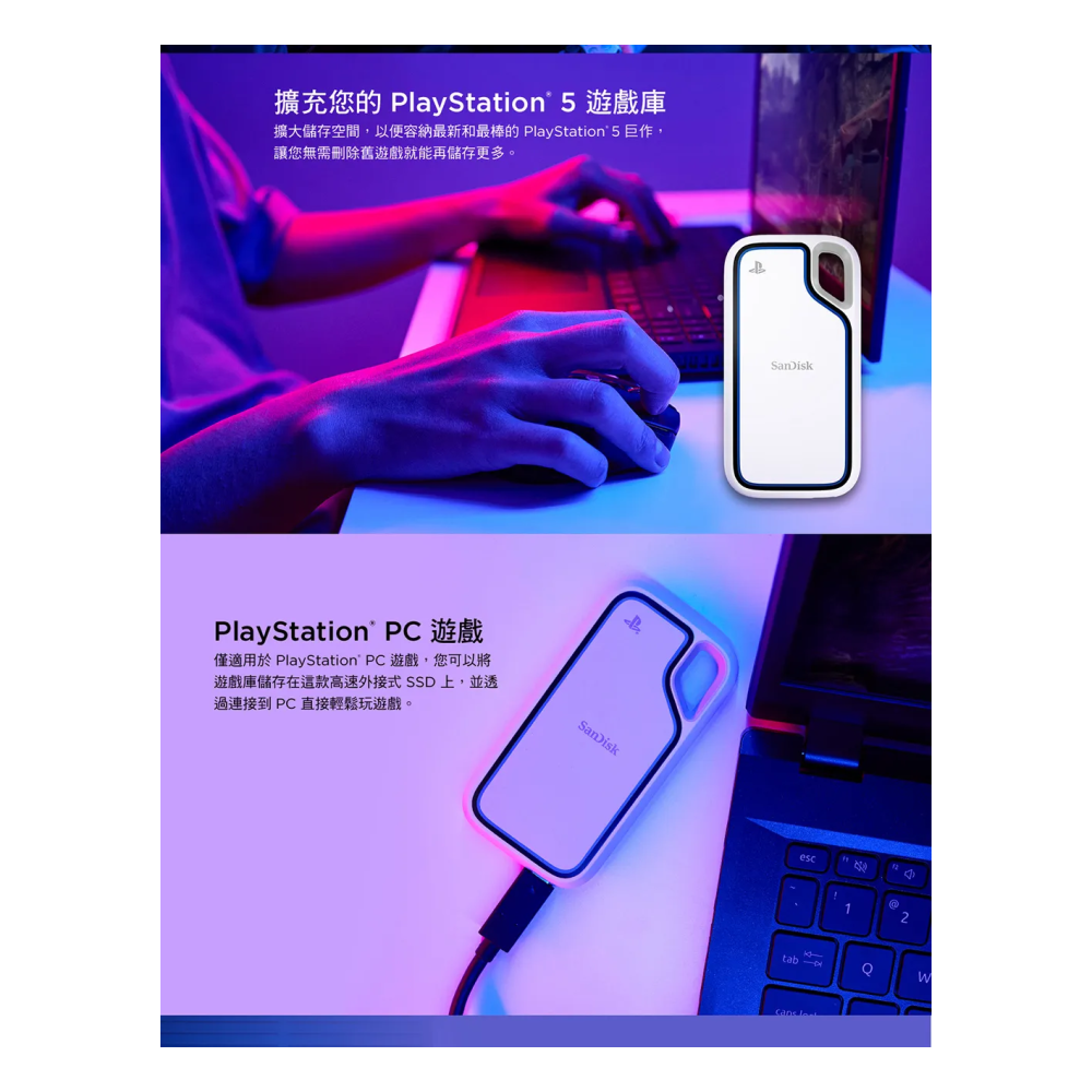 《SUNLINK》PS5官方唯一授權認證 Sandisk  E62P 1T 1TB 行動固態硬碟 公司貨-細節圖4