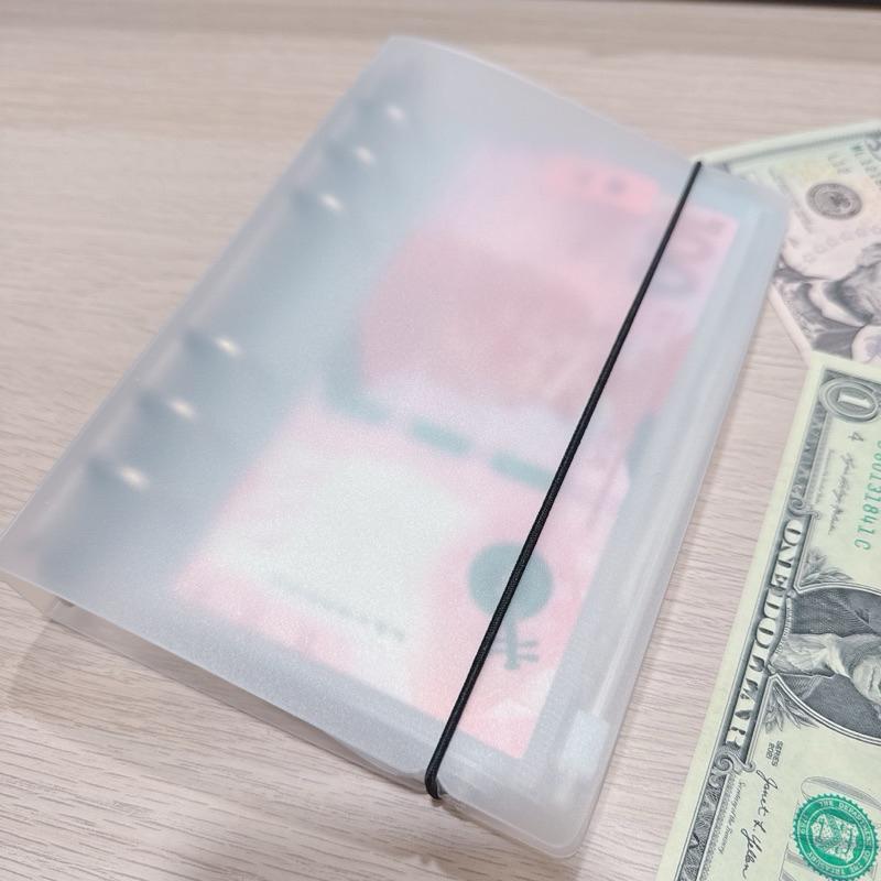 現貨✨活頁夾鏈袋 活頁收納袋 理財收納本 A6磨砂透明拉鏈袋收納本 外幣收納本 外幣收納包 透明資料夾 透明資料袋-細節圖2